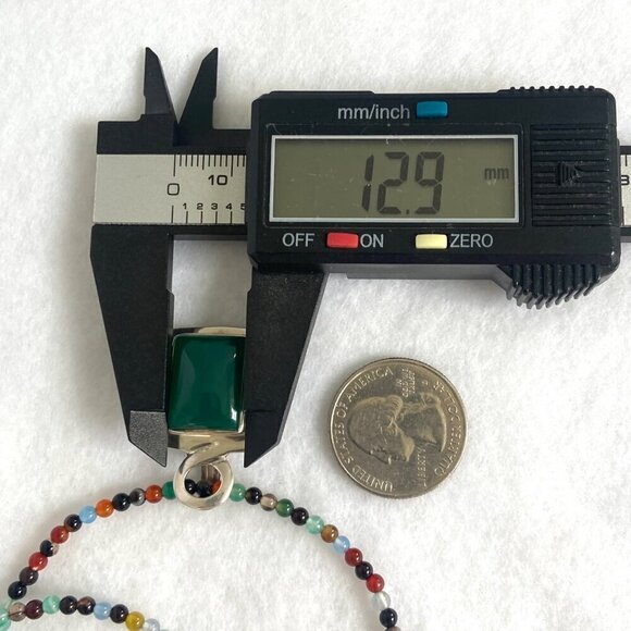 Sterling Silver 925 Multicolor Beaded Green Chrysoprase Pendant Necklace 18" - Picture 13 of 16